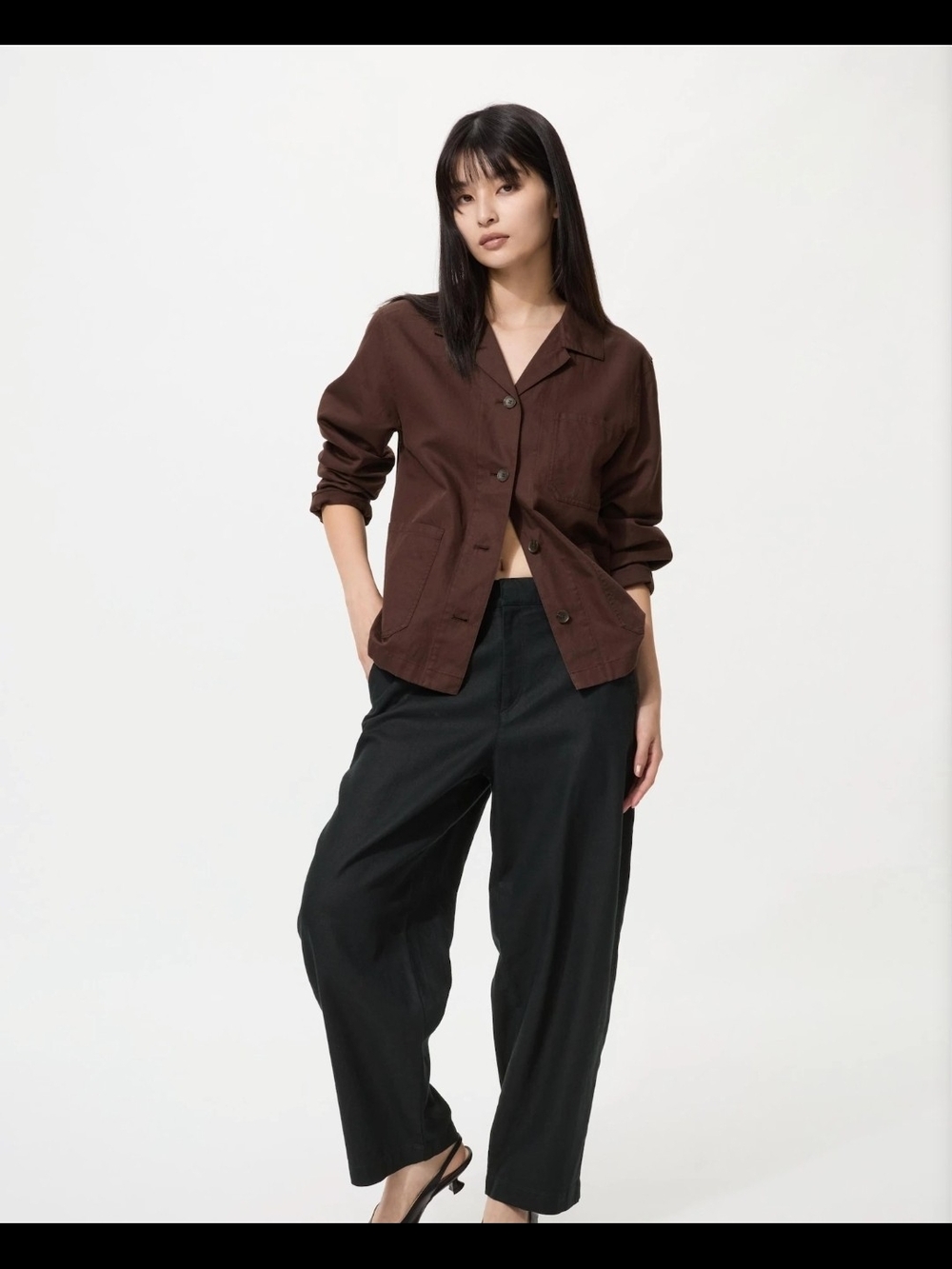 Black Uniqlo Linen Cotton Tapered Pants